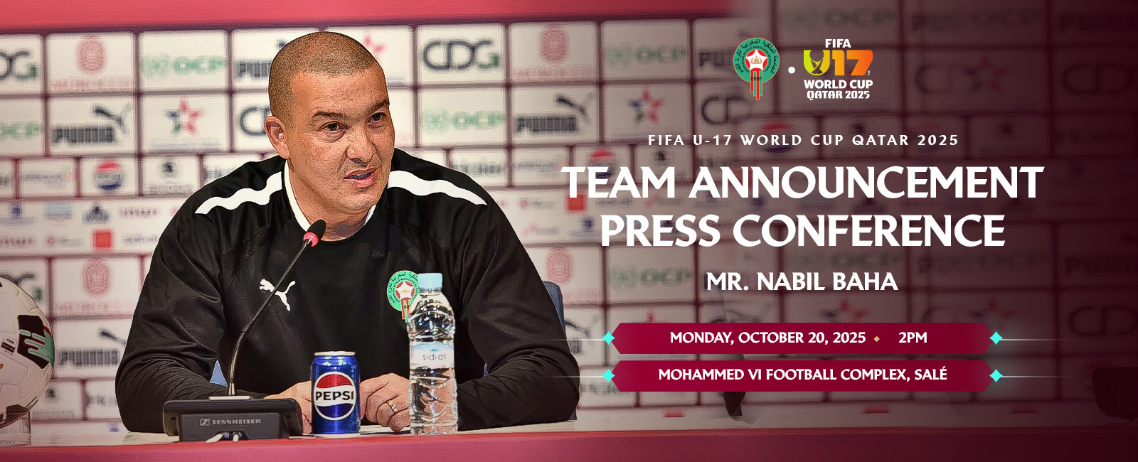 نبيل باها يعقد ندوة صحافية بمركب محمد السادس لكرة القدم